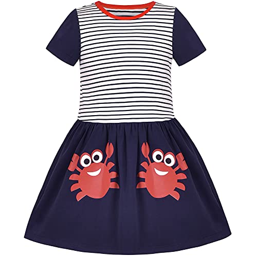 Mädchen Kleid T-Shirt Springen Rock Krabbe Täglich Kinderkleidung Kurzarm Gr. 110 von Sunny Fashion