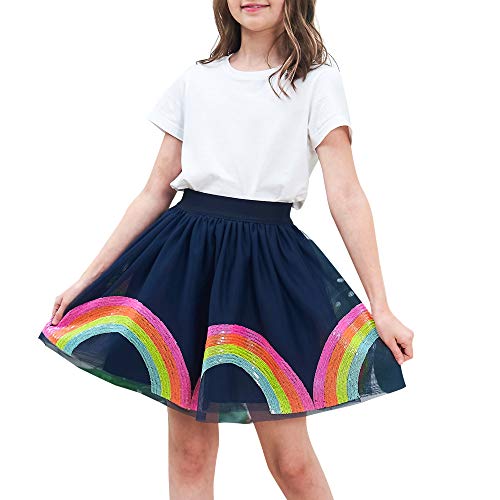 Mädchen Rock Bunt Regenbogen Pailletten Funkelnd Tutu Tanzen Gr. 110 von Sunny Fashion