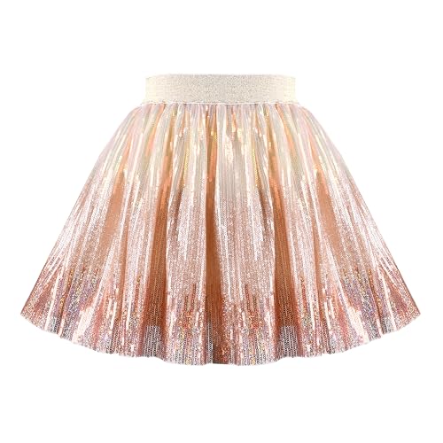 Mädchen Rock Gold Gradient Elastisch Pailletten Tutu Ballett Gr. 86-92,Farbverlauf Gold,86-92 von Sunny Fashion