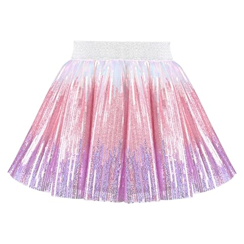 Mädchen Rock Lila Gradient Elastisch Pailletten Tutu Ballett Gr. 110,Farbverlauf Lila,110 von Sunny Fashion