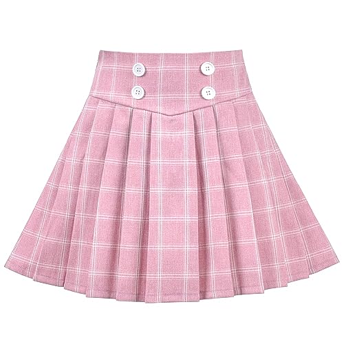 Mädchen Rock Rosa Netz Überprüfen Plaid Gefaltet Schule Tennis Mini Beiläufig Gr. 116-122,Rosa Plaid,Size 7-8 von Sunny Fashion