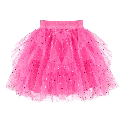 Mädchen Rock Rose Rosa Tupfen Funkelnd Tutu Party Ballett Tüll Gr. 116-122,Rosa Glitzer,116-122 von Sunny Fashion