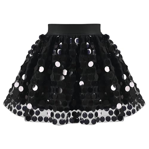 Mädchen Rock Schwarz Meerjungfrau Funkelnd Pailletten Tutu Party Ballett Tanzen Gr. 86-92,Schwarzer Punkt,86-92 von Sunny Fashion