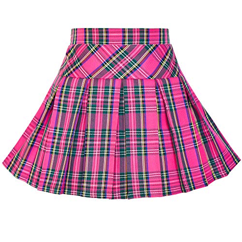 Mädchen Rock Zurück Schule Uniform Rosa Tartan Rock Gr. 116-122 von Sunny Fashion