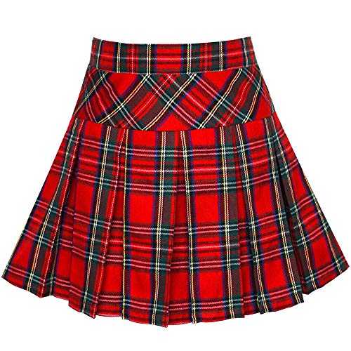 Mädchen Rock Zurück Schule Uniform rot Tartan Rock Gr. 116-122 von Sunny Fashion