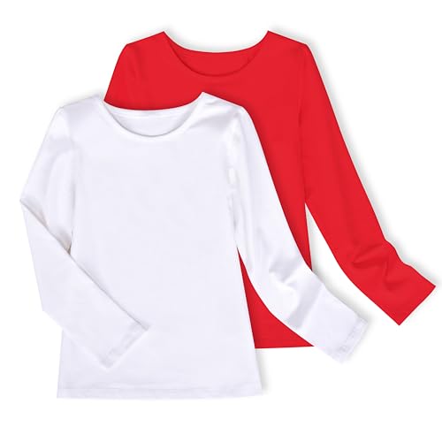 Mädchen T-Shirt 2er-Pack Langarm Top Rot Weiß Basic Schichtung Rundhalsausschnitt Baumwolle Gr. 128-134,rot-Weiss,128-134 Mädchen T-Shirt 2er-Pack Langarm Top Rot Weiß Basic Schichtung Rundhalsausschnitt Baumwolle Gr. 128-134,rot-Weiss,128-134 von Sunny Fashion