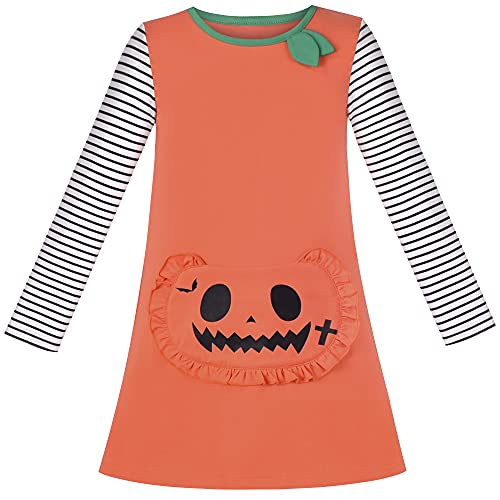 Mädchen T-Shirt Kleid Kürbis Groß Tasche Langarm Gr. 98 von Sunny Fashion