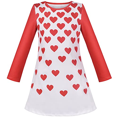 Mädchen T-Shirt Kleid Weihnachten rot Herz Lieben Langarm Gr. 104 von Sunny Fashion