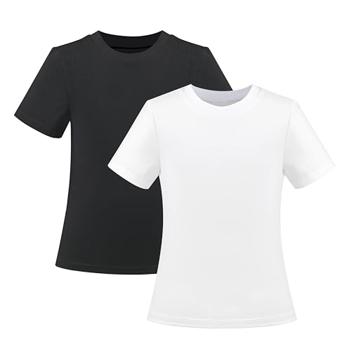 Sunny Fashion 2 Pack Mädchen Top- Abschlag Schwarz Weiß Basic Baumwolle Gemütlich Trendy Heim Gr. 110,Weiß schwarz,110 von Sunny Fashion