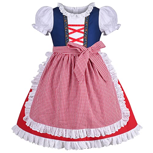 Sunny Fashion Dirndl Mädchen Kinderdirndl Trachtenkleid Set Spitze Schürze Bayerisches Oktoberfest Gr. 104 von Sunny Fashion