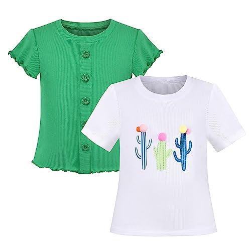 Sunny Fashion Mädchen Crop-Top 2er Pack Rippstrick Basic Beiläufig Kurzarm Sportlich Fitnessstudio Gr. 116-122,Grün-weißes Paket,116-122 Sunny Fashion Mädchen Crop-Top 2er Pack Rippstrick Basic Beiläufig Kurzarm Sportlich Fitnessstudio Gr. 116-122,Grün-weißes Paket,116-122 von Sunny Fashion