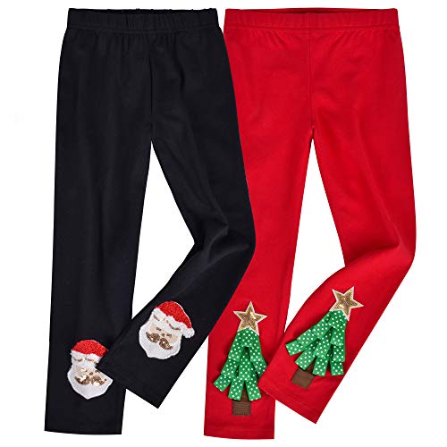 Sunny Fashion Mädchen Hose 2er Pack Baumwolle Leggings Weihnachtsbaum Weihnachtsmann Kids Gr. 86 von Sunny Fashion