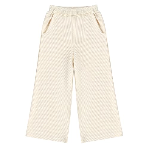 Sunny Fashion Mädchen Hose Legging Mandel Weit Gerade Lockere Passform Beiläufig Aktiv Schule Gr. 110,Beige,110 von Sunny Fashion