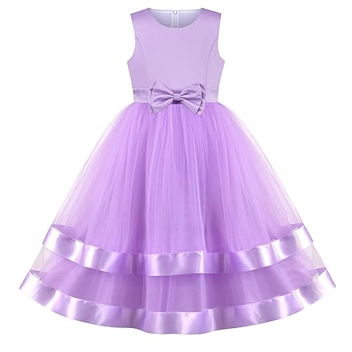 Sunny Fashion Mädchen Kleid Ärmellos Lila Prinzessin Abschlussball Kleid Hochzeit Party Brautjungfer Gr. 110,Blasses Lila,110 von Sunny Fashion