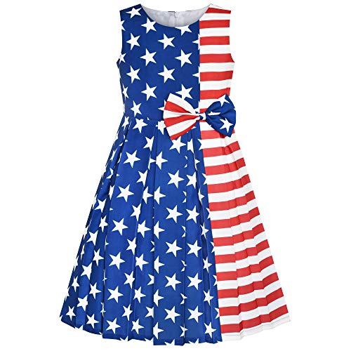 Sunny Fashion Mädchen Kleid Amerikanische Flagge Nationalfeiertag Party Kleid Gr. 146 von Sunny Fashion