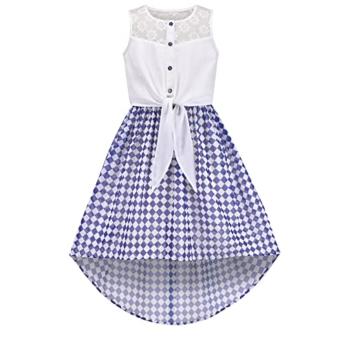 Sunny Fashion Mädchen Kleid Blau Spitze Chiffon Prinzessin Plaid Gebunden Ärmellos Gr. 146 von Sunny Fashion