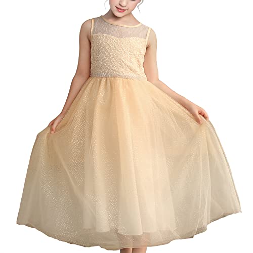 Sunny Fashion Mädchen Kleid Blume Gradient Beige Maxi Party Prinzessin Tanzender Abschlussball Gr. 116 von Sunny Fashion