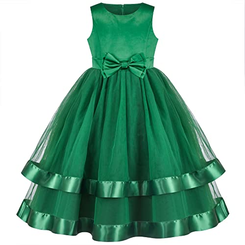 Sunny Fashion Mädchen Kleid Blume Grün Formal Party Prinzessin Festzug Ballkleid Gr. 122 von Sunny Fashion