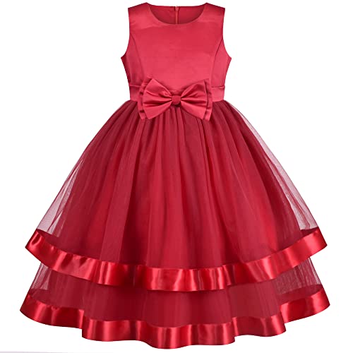 Sunny Fashion Mädchen Kleid Blume Kastanienbraun Formal Party Prinzessin Festzug Ballkleid Gr. 110 von Sunny Fashion