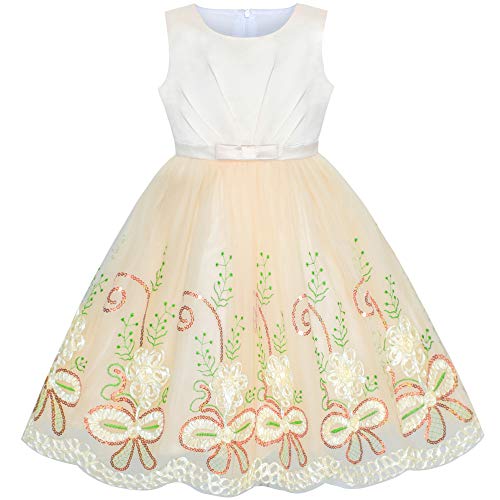 Sunny Fashion Mädchen Kleid Blume Mädchen Kleid Champagner Blumen- Hochzeit Party Gr. 122 von Sunny Fashion