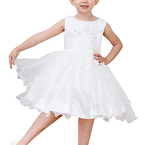 Sunny Fashion Mädchen Kleid Blume Weiß Hochzeit Festzug Brautjungfer Kleid Gr. 122 von Sunny Fashion