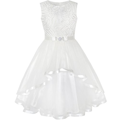 Sunny Fashion Mädchen Kleid Blumenmädchen Kleid Weiß Hochzeit Party Brautjungfer Kleid Gr. 158 von Sunny Fashion