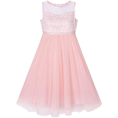 Sunny Fashion Mädchen Kleid Blush Rosa Strass Chiffon Tanzball Maxi Kleid Partykleid Brautjungfer Brautkleid Gr. 122 von Sunny Fashion