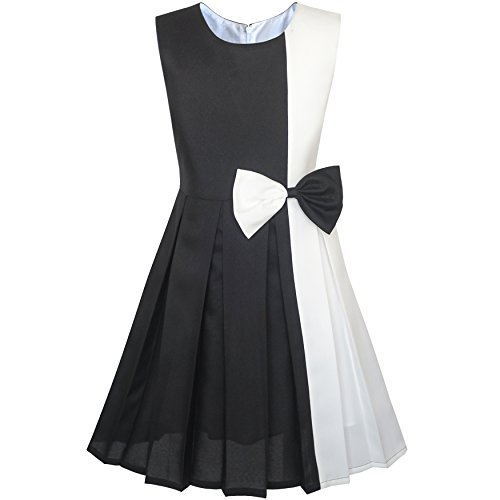 Sunny Fashion Mädchen Kleid Farbblock Kontrast Weiß Schwarz Krawatte Gr. 116 von Sunny Fashion
