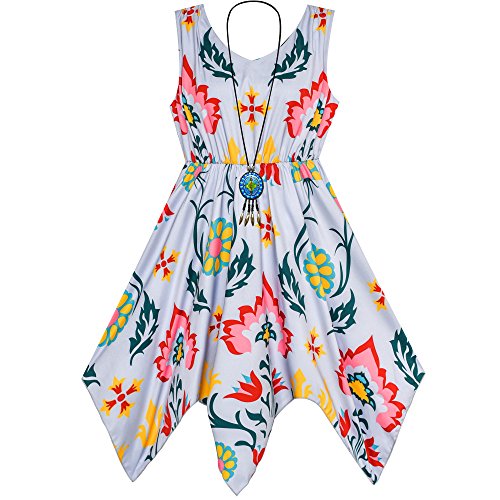 Sunny Fashion Mädchen Kleid Flower Print Hanky Hem Mit Halskette Gr. 134 Sunny Fashion Mädchen Kleid Flower Print Hanky Hem Mit Halskette Gr. 134 von Sunny Fashion