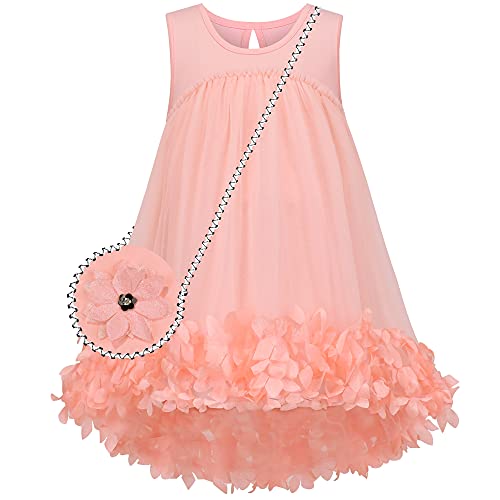 Sunny Fashion Mädchen Kleid Geldbeutel Bag Setzen Erröten Sie Pink Hohe Taille 3D Blume Ärmellos Gr. 116 von Sunny Fashion