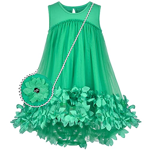 Sunny Fashion Mädchen Kleid Grün 3D Blumen Ärmellos Taille Kostenlose Geldbörse Gr. 134 von Sunny Fashion