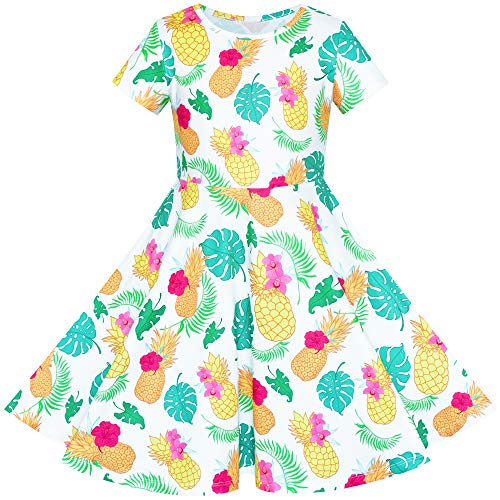 Sunny Fashion Mädchen Kleid Hawaii-Stil Pineapple Verlassen Beiläufig Bunt Trägerkleid Gr. 134 von Sunny Fashion