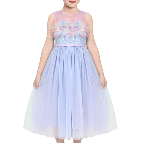 Sunny Fashion Mädchen Kleid Lila Gradient Blumen- 3D Masche Gefaltet Tüll Festzug Party Gr. 122,Bläuliches Lila,122 Sunny Fashion Mädchen Kleid Lila Gradient Blumen- 3D Masche Gefaltet Tüll Festzug Party Gr. 122,Bläuliches Lila,122 von Sunny Fashion