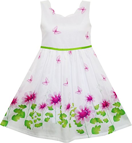 Sunny Fashion Mädchen Kleid Lila Sonnenblume Grün Blätter Schmetterling Gr. 104 von Sunny Fashion