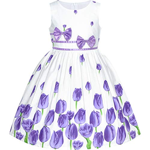 Sunny Fashion Mädchen Kleid Lila Tulpenfest Kleid Beiläufig Blumen- Gr. 116-122 von Sunny Fashion