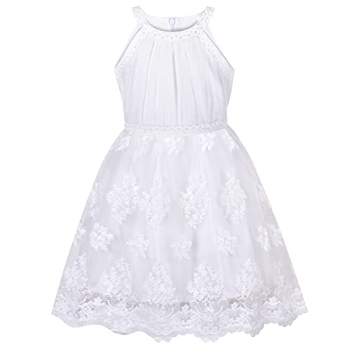 Sunny Fashion Mädchen Kleid Nicht-gerade Weiss Gestickt Blume Halfter Kleid Hochzeit Party Gr. 110 von Sunny Fashion