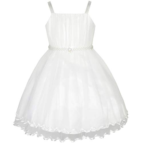 Sunny Fashion Mädchen Kleid Nicht-gerade Weiss Kap Perle Gürtel Hochzeit Party Gr. 92 von Sunny Fashion