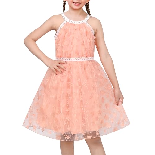Sunny Fashion Mädchen Kleid Peach 3D-Blume Strass Masche Spitze Halfter Formal Elegant Gr. 122,Lachsrosa,122 Sunny Fashion Mädchen Kleid Peach 3D-Blume Strass Masche Spitze Halfter Formal Elegant Gr. 122,Lachsrosa,122 von Sunny Fashion