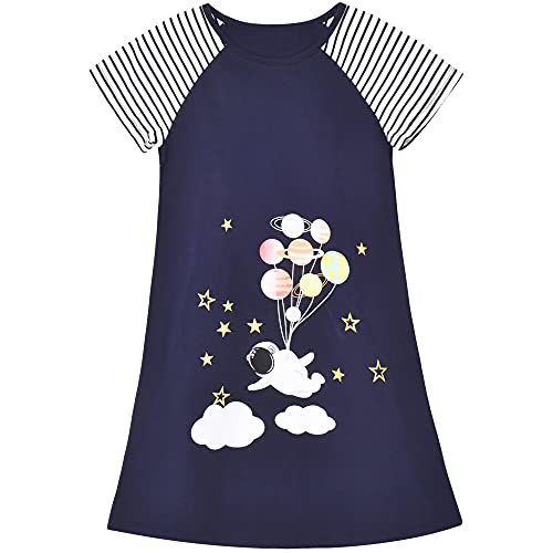 Sunny Fashion Mädchen Kleid Raum Astronaut Planet Stern Streifen Kurzarm Gr. 110 von Sunny Fashion