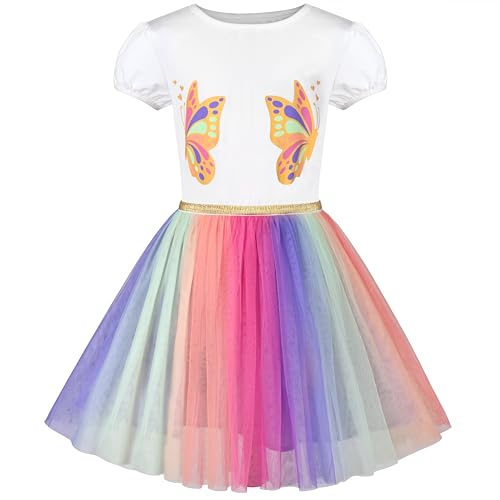 Sunny Fashion Mädchen Kleid Schmetterling Golden Gürtel Regenbogen Multicolor Tüll Puff Prinzessin Gr. 110,Regenbogenschmetterling,110 Sunny Fashion Mädchen Kleid Schmetterling Golden Gürtel Regenbogen Multicolor Tüll Puff Prinzessin Gr. 110,Regenbogenschmetterling,110 von Sunny Fashion