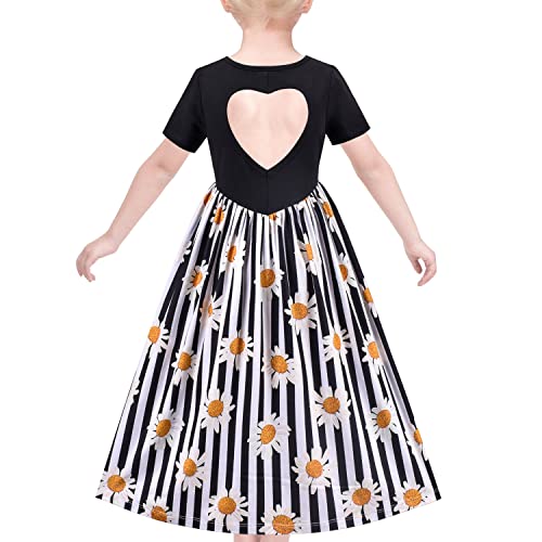 Sunny Fashion Mädchen Kleid Schwarz Abschlag Sonnenblume Trägerkleid Herz Beiläufig Prinzessin Urlaub Gr. 116,Schwarz,116 von Sunny Fashion