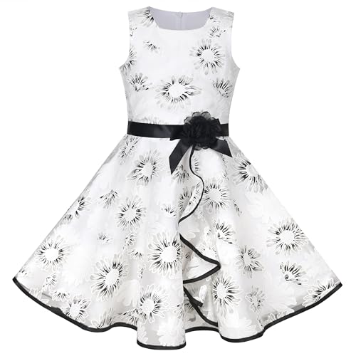 Sunny Fashion Mädchen Kleid Schwarz Blumen- Asymmetrisch Besonders Gelegenheit Formal Hochzeit Gr. 110,Schwarz Floral,110 von Sunny Fashion