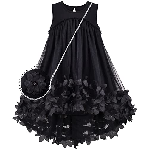 Sunny Fashion Mädchen Kleid Schwarz Kreuz Körper Bag Eine Linie Ärmellos 3D-Blume Gr. 110 von Sunny Fashion