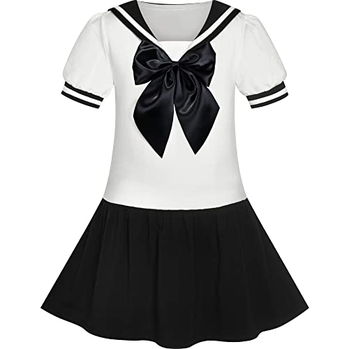 Sunny Fashion Mädchen Kleid Schwarz Matrose Schuluniform Groß Krawatte Gr. 122 von Sunny Fashion