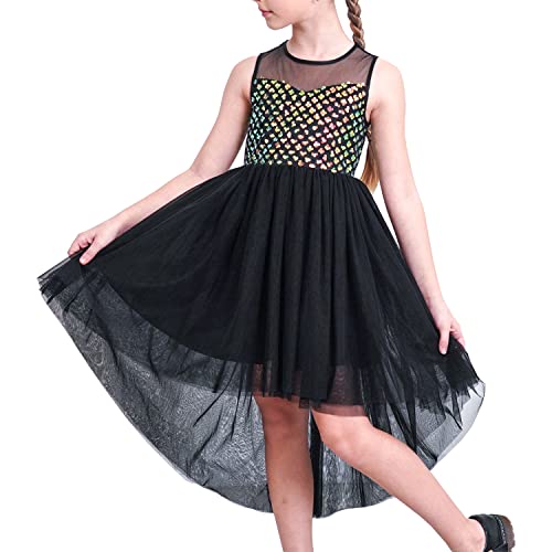 Sunny Fashion Mädchen Kleid Schwarz Pailletten Masche Höhle Diamant Zurück Festzug Party Kleid Gr. 116 von Sunny Fashion