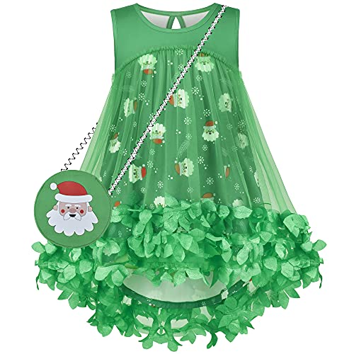 Sunny Fashion Mädchen Kleid Weihnachtsmann Bag Weihnachten Setzen Grün Schnee Flocke Ärmellos Gr. 104 von Sunny Fashion