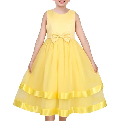 Sunny Fashion Mädchen Kleid Zitrone Party Festzug Hochzeit Geburtstag Ballkleid Tanzen Tüll Gr. 116,Gelb,116 von Sunny Fashion