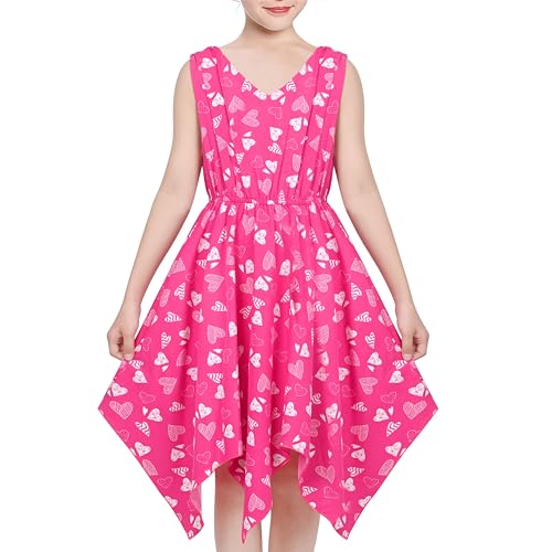 Sunny Fashion Mädchen Kleid rot Herz Prinzessin Ostern Hanky ​​Hem Frühling Valentinstag Gr. 122,Rosa Herz,122 von Sunny Fashion