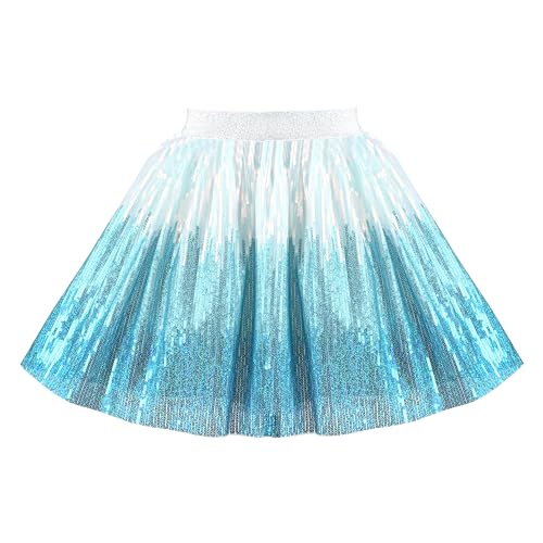 Sunny Fashion Mädchen Rock Blau Gradient Elastisch Pailletten Tutu Ballett Gr. 110,Himmelblau,110 von Sunny Fashion