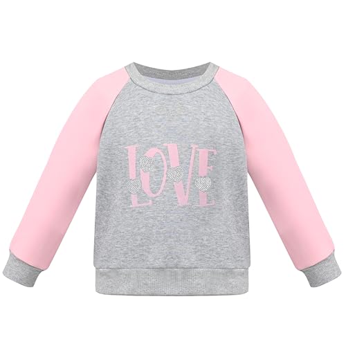 Sunny Fashion Mädchen Sweatshirt Top- Zur Seite Fahren Grau Lieben Herz drucken Langarm Beiläufig Gr. 134,Grau,134 von Sunny Fashion